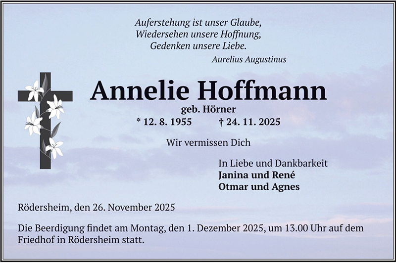 Trauer um Annelie Hoffmann
